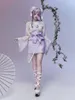 Casual Dresses Original Design Dobby Chinese Japanese Kimono Bow Tie Waist Long Flare Sleeve Dress Organza Set Purple Vestidos