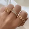 Cluster Rings Cuban Link Ring For Women Hiphop Style Iced Out Zircon Finger Gold Color Hippie Jewelry Trend 2023 Wholesale OHR069