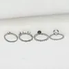 Cluster-Ringe Gun Black Color Stone Set für Damenring Fj203