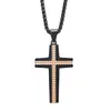 Kedjor 2023 Cross Necklace Titanium Steel Rhombus Black Blue and Rose Gold Color Pendant For Men Women 44 29mm