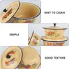 Bowls Enamel Basin Soup Storage Chinese Containers Home Tureen Handwashing Large Lid Sink Vintage