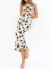 Arbetsklänningar Chronstyle Retro Floral Print 2 Piece Long kjoluppsättningar för kvinnor 2023 ärmlös rand V-ringning Camis toppar hög midja penna