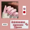 Valse nagels 24 stks Franse witte rand vierkante kop korte kist kist draagbaar nep volle hoes nagelpunt mode dames manicure gereedschap
