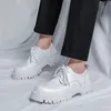 Kleding Schoenen 2023 Mannen Korea Lederen Platform Oxfords Slip Op Dikke Tottom Mannelijke Derby Casual Loafers Heren Vierkante Neus formele 231110