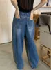 Pantalones de mujer s TWOTYLE moda pierna ancha suelta para mujer cintura alta fruncido vendaje sólido minimalista pantalones mujer primavera ropa 230410