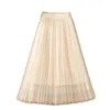 Skirts Spring Fashion Star Sequins A-line Ski Net Fold Ski 230410