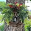 Decoratieve bloemenkransen Kerstkrans voor voordeur Kerstboom Hangende slinger Handgemaakte wijnstokdecoraties 17 inch Rotan Gouden bel 231109