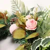 Flores decorativas-guirlanda de natal borda branca rosa pvc bola de natal casa porta da frente decoração pingente festa parede