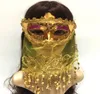 Children039s årliga fest Halloween Christmas Mask Belly Dance Masquerade vuxen träffas indisk stil med Veil Gold Powder3854546