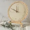 壁時計Ins日本語スタイルのrattan clock woodラウンドデジタル装飾寝室の飾り飾るホームシンプルホームステイオフィスmu e3i4