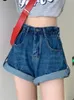 Kvinnors shorts Guuzyuviz Loose Denim Shorts Summer Casual Plus Size Vinage Jeans Shorts Harajuku Women's High midje White Women's Shorts 230410