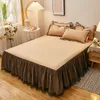 Spódnica łóżka bonenjoy 1 kawałek szyfonowy solidny khaki bedspread dekoracyjny arkusz/duży/duży 230410