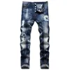 Mäns jeans Män tårar jeans lyx varumärke mäns snäva jeans ljus blå hål långa jeans högkvalitativa mäns elastiska smala fit jeans mode jeans 28-38 230410