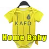 Baby 23 24 Al Nassr FC Soccer Jerseys 2023 2024 Ronaldo Kit Kit Uniforme Casa Casa Amarelo Cr7 Camisa de futebol de meninos T Alnassr Away Martinez Ghareb Arábia Saudita Enfants