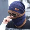 Hats Scarves Sets Winter Knit C Men And Women Outdoor Warm Thickening Plus Velvet Loose Winter Hat With Scarf Set Brand Winter Ski Mask Hat SetL231113