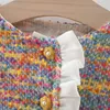 Jackets Autumn Girls' Long Sleeve Jacket Rainbow Knitted Sweater Lace Spring Coat Top Suitable for 0 3 Years Old 231109