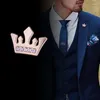 Broscher klassisk kunglig krona brosch gyllene lapel stift mäns skjorta krage tillbehör rostfritt stål små stift bröllop smycken