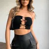 Kvinnors tankar Kvinnor Sexig Tube Tank Tops Club Crop Top Female Summer Hollow Out Bandage Wrap Chest Solid Color Punk