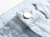 Herren Jeans stilvolle Herren Denimhose Persönlichkeit gebürstet gerissener Patch Mann helle Farbe gerade Kleidung