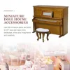 Trädgårdsdekorationer möbler miniatyr hus piano dekor prydnader tillbehör trä miniatyr