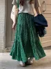 Kjolar maxi blommor kjolar för kvinnor mjuter lösa a-line våren alla matchar mysig koreansk stil mode casual classic 230410