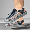 Sandaler Zoki Weave Elastic för män 2023 Summer Breattable Hollow Out Casual Shoes Man Outdoor Non-Slip Platform Unisex