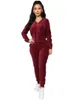 Femmes Deux Pièces Pantalons Automne Hiver Velours Ensembles Tenues Vêtements Zip À Capuche Haut Long Costume Femme Velours Survêtement Mode 231110