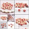 Wood Vue Material 16Mm Round Bead Red Love Heart Printing Valentines Day Wooden Loose Beads Diy Jewelry Aessory Drop Delivery Pvemz Dhuiy