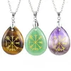 Pendant Necklaces FYSL Silver Plated Water Drop Tiger Eye Stone Engraved Symbol Link Chain Necklace Classic Jewelry