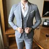 Trajes para hombre Blazers Lujo 3 piezas traje de boda para hombre moda delgada color sólido oficina de negocios conjuntos de gran tamaño masculino Blazerpantsvest 231110