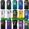 Men de basket de basket-ball pour enfants Stephen Curry James Giannis Antetokounmpo Devin Booker Kevin Durant Jayson Tatum Ja Morant Bryant Luka City Children Adult Children Jersey