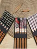 Palillos reutilizables, juego de 5 pares, bambú hecho a mano, estilo japonés, palillos de madera natural, comida para sushi, flor de gato, madera multicolor Cho7102554