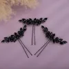 Headpieces 13Colors Black Rhinestone Hair Pins For Women Wedding 3pcs Silver Pearl Bridal Headpiece Handmade Accessories Red Tiaras