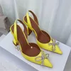 Jeweled Crystal Butterfly-Knot Sandals Women High Goblet Heel Luxury Satin Pointed Toe Summer Wedding Dress Shoes