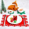 Bord mattor 12 st/set Christmas Felt Placemat 4 Snowflake Place 8 Coasters Festival Decorations for Holiday