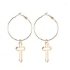 Hoop Earrings Punk Gothic Style Hollow Cross Drops For Women Vintage Geometric Round Circle Fashion Jewelry Brincos