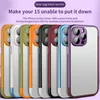 Hollow Back Panel Frosted Frame Phone Case With Lens Film For iPhone 12 13 14 15 Pro Max Bumper Cover Shockproof Anti Drop