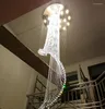 Lustres de escada moderna lustre de cristal duplex mídia de villa rotativa no estilo europeu