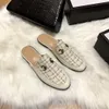 Slippers damesoutfit Baotou nieuwe lederen platte semi-oplegger sandalen casual moeder schoenen eenvoudige dames single schoenen sandalen
