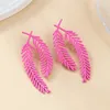 Ohrstecker Mode Fuchsia Schwarz Gold Farbe Kreuz Feder Vintage-Schmuck für Frauen