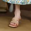 Sandalias nuevas para mujer, zapatos de tacón claros de diseñador de cuero, zapatos de mujer, sandalias clásicas de tacón grueso con punta cuadrada, sandalias femeninas abiertas 230322