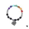 Bracelets de charme Moda 7 Chakra Heart Bracelet 8mm Minchas colorf Stone Reiki Buda Oração Yoga Natural para Mulheres Direcionar