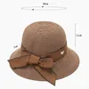 Chapeaux à large bord été dames arc voyage rosette protection solaire grande casquette décontractée chapeau de paille femmes plage