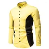 Casual overhemden voor heren met kleurblokken en opstaande kraag - Stijlvol, modieus