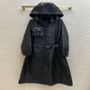 Womens Designer t-shirt survêtement Shirt 22nd Spring High Popularity Nylon Series Solid Pocket Hooded Long Trench Coat