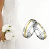 Ensemble de bagues de fiançailles de couple de mariage pour hommes femmes lui son or blanc argent couleur acier inoxydable bande Zircon diamant cadeau