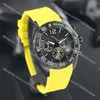 Armbanduhren 2023 Chronograph Quarz Herrenuhr Schwarzes Zifferblatt Gelbes Kautschukarmband Relogios Masculino