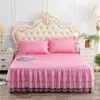 Bed Skirt 1 lace bedding2 pillowcases bedding Solid three piece lace bedding lace home products 230410