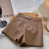 Shorts pour femmes Short en Pu Ashgaily avec bretelles short à fermeture éclair pour femme All Match bas de jambe large short trapèze pour femme 230410