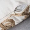 Federa per cuscino Cuscino ricamato in tessuto con foglie di cotone e lino dell'industria pesante nordica Fodera per ricamo per divano modello americano per camera da letto